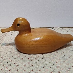 Vintage signed eJH Jan 1987 solid wood duck decoy